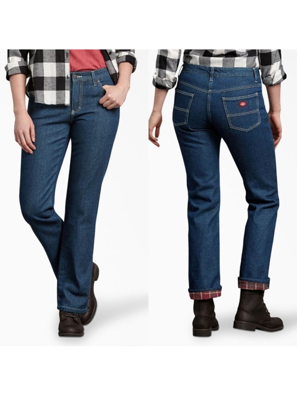 NWT DICKIES Women's Denim Flannel Lined Relaxed Fit Jeans 16